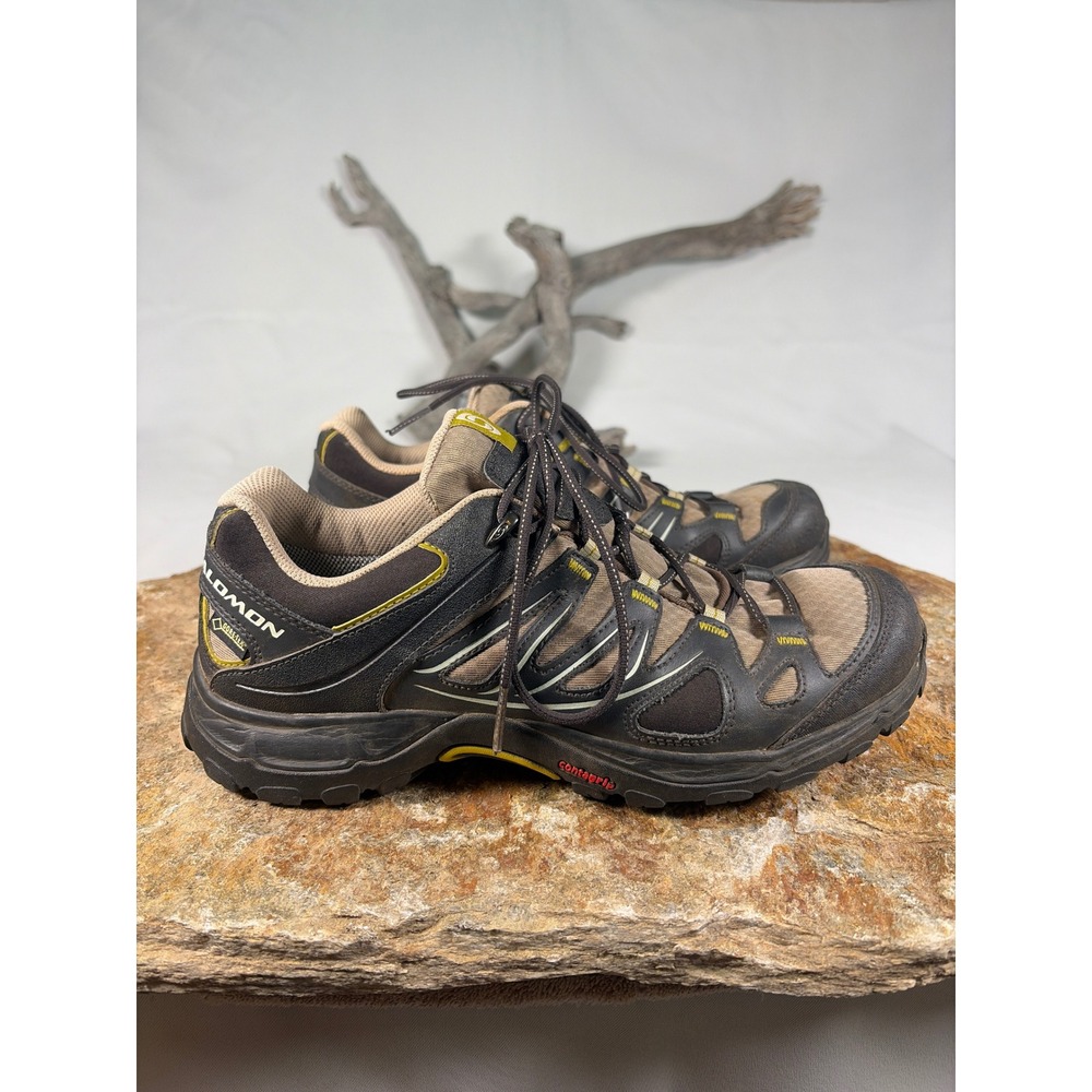 Salomon Ellipse GTX Womens Hiking Shoes Brown Black Yellow 373291 US 10